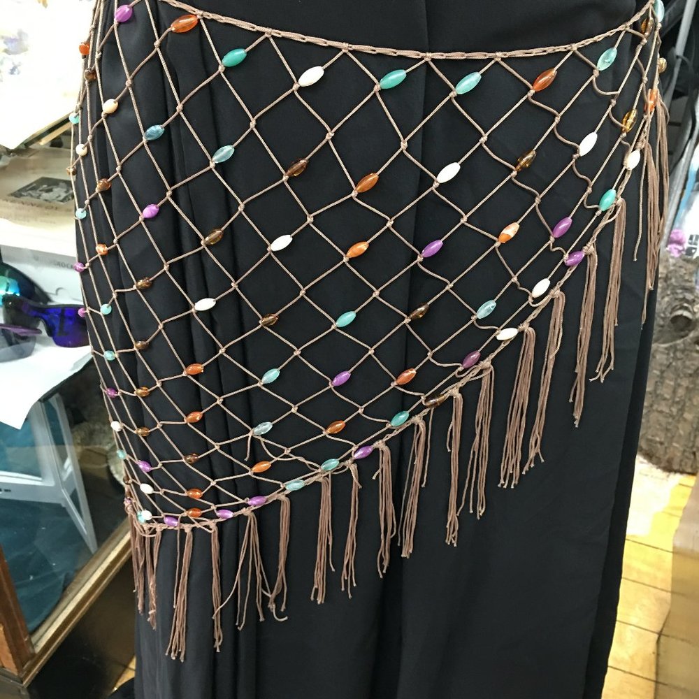 Hand Beaded Hip Scarf -  Beach Wrap, Over Jeans Handmade  Dr4  PRICE IS FIRM
